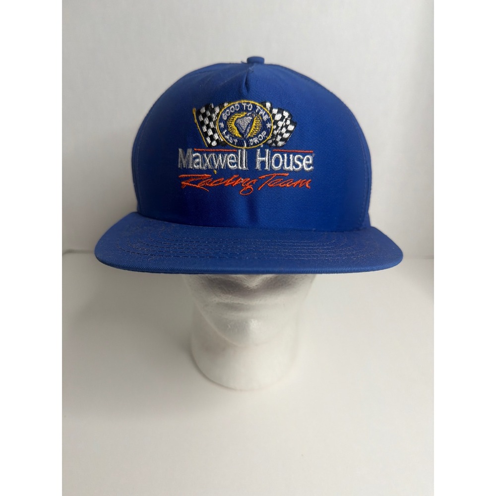 Vintage Maxwell House Racing Team‎ Snapback Hat Blue NASCAR Made in USA Cap